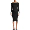 Emilia George Carrie Off Shoulder Knit Dress In Black