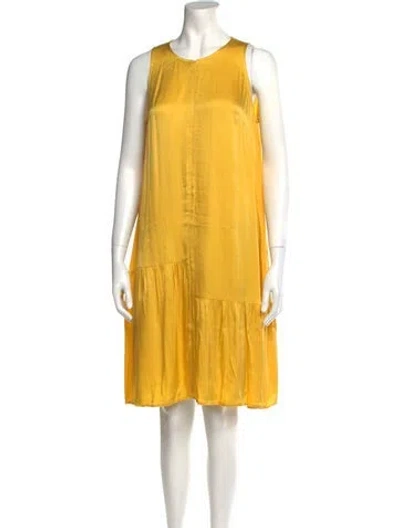 Pre-owned Emilia George Crew Neck Knee-length Dress In Yellow