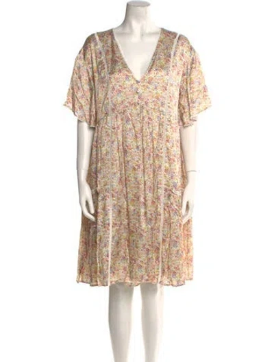 Pre-owned Emilia George Floral Print Knee-length Dress In Neutral