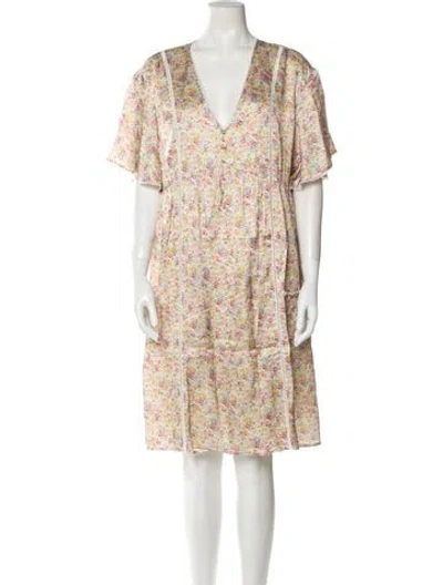 Pre-owned Emilia George Floral Print Knee-length Dress W/ Tags In Neutral