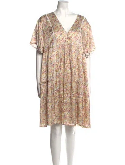 Pre-owned Emilia George Floral Print Knee-length Dress W/ Tags In Neutral