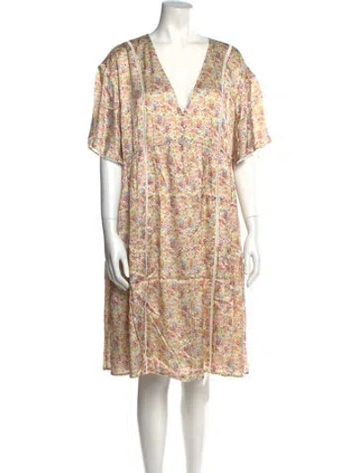 Pre-owned Emilia George Floral Print Knee-length Dress W/ Tags In Neutral