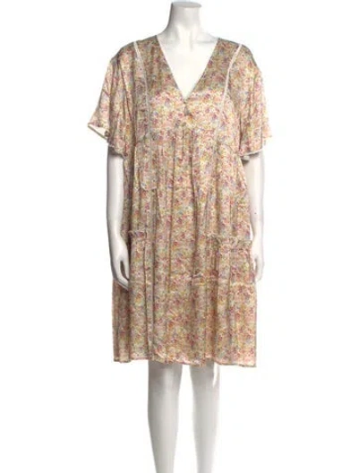 Pre-owned Emilia George Floral Print Knee-length Dress W/ Tags In Neutral
