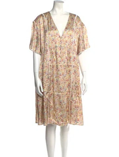 Pre-owned Emilia George Floral Print Knee-length Dress W/ Tags In Neutral