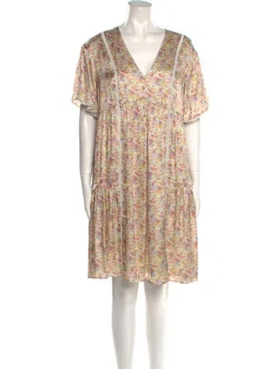 Pre-owned Emilia George Floral Print Knee-length Dress In Yellow