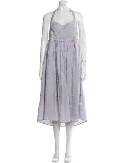 Pre-owned Emilia George Halterneck Midi Length Dress In Purple