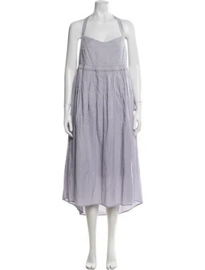 Pre-owned Emilia George Halterneck Midi Length Dress In Purple