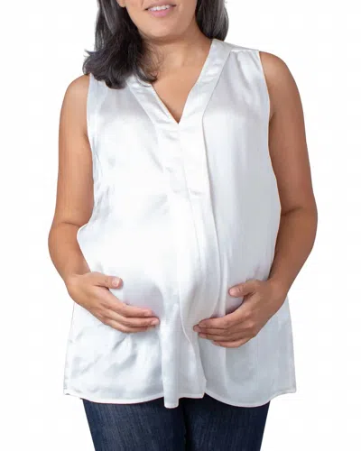 Emilia George Maternity Lily V-neck Sleeveless Top In White
