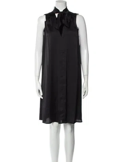 Pre-owned Emilia George Mock Neck Knee-length Dress In Black