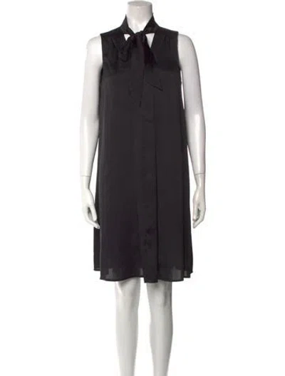 Pre-owned Emilia George Mock Neck Knee-length Dress In Black