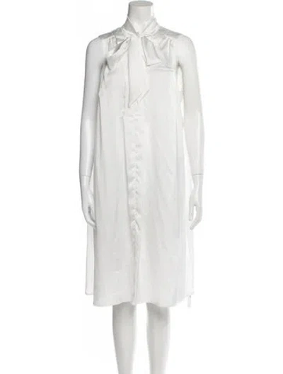 Pre-owned Emilia George Mock Neck Knee-length Dress In White