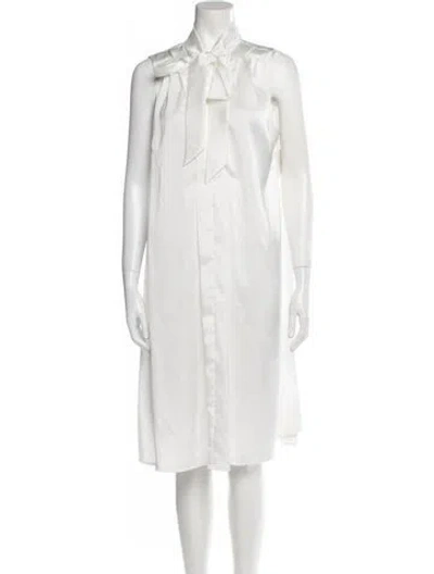 Pre-owned Emilia George Mock Neck Knee-length Dress In White