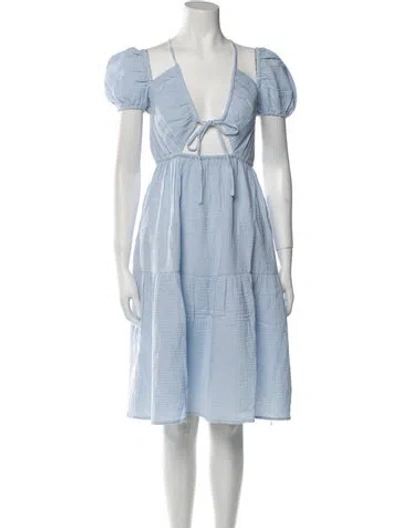 Pre-owned Emilia George Open Front Midi Length Dress W/ Tags In Blue
