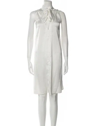 Pre-owned Emilia George Satin Knee-length Dress In White