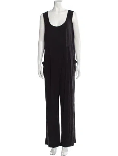 Pre-owned Emilia George Scoop Neck Jumpsuit In Black
