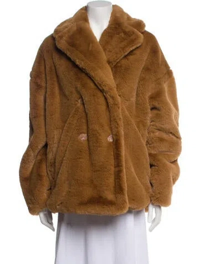 Pre-owned Emilia George Silk Faux Fur Jacket In Brown