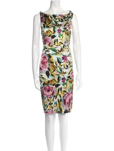 Pre-owned Emilia George Silk Knee-length Dress In White