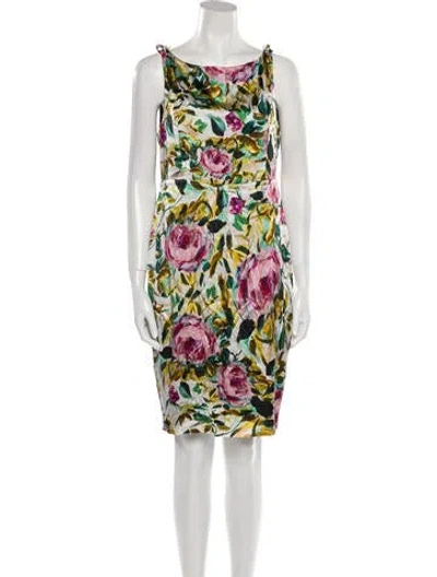 Pre-owned Emilia George Silk Knee-length Dress In White