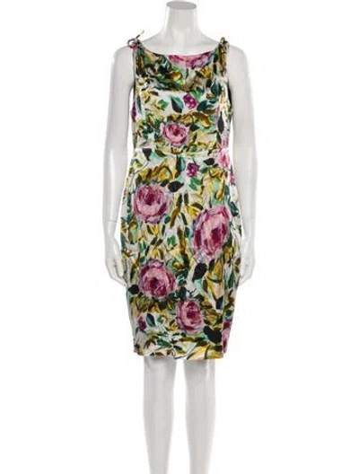 Pre-owned Emilia George Silk Knee-length Dress In White
