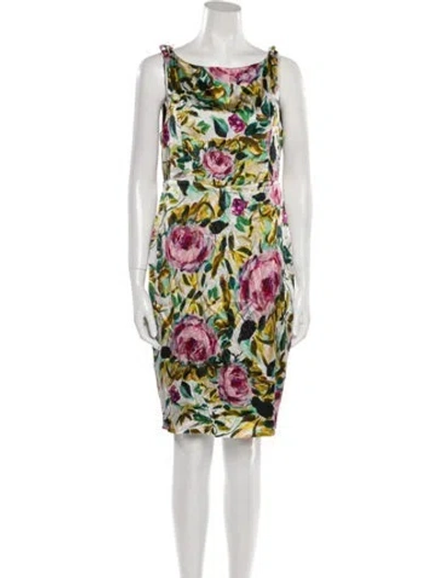 Pre-owned Emilia George Silk Knee-length Dress In White