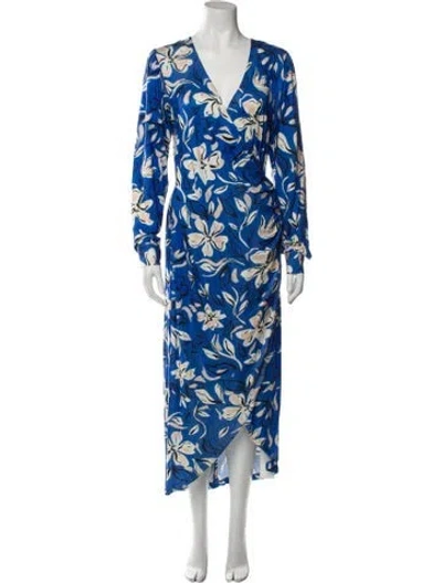Pre-owned Emilia George Silk Long Dress W/ Tags In Blue