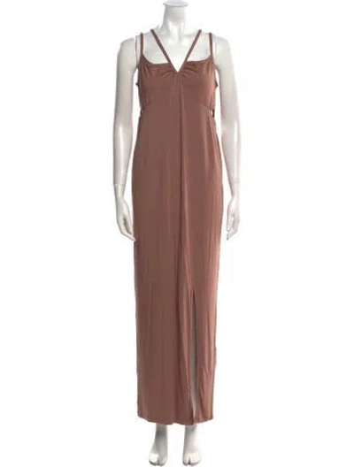 Pre-owned Emilia George Square Neckline Long Dress In Neutral