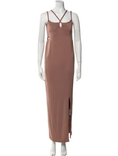 Pre-owned Emilia George Square Neckline Long Dress In Neutral