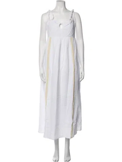 Pre-owned Emilia George Square Neckline Long Dress W/ Tags In White