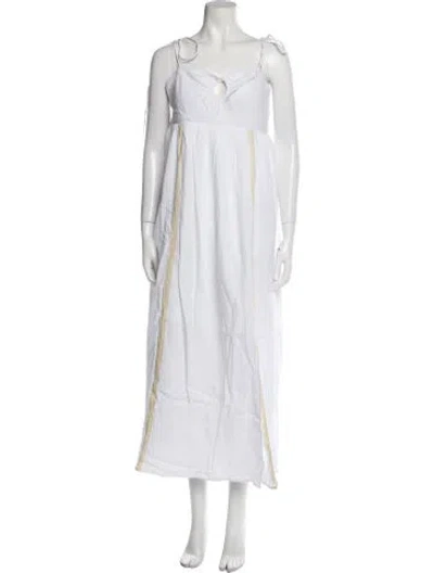 Pre-owned Emilia George Square Neckline Long Dress W/ Tags In White