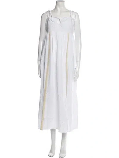 Pre-owned Emilia George Square Neckline Long Dress W/ Tags In White