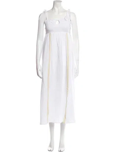 Pre-owned Emilia George Square Neckline Long Dress W/ Tags In White