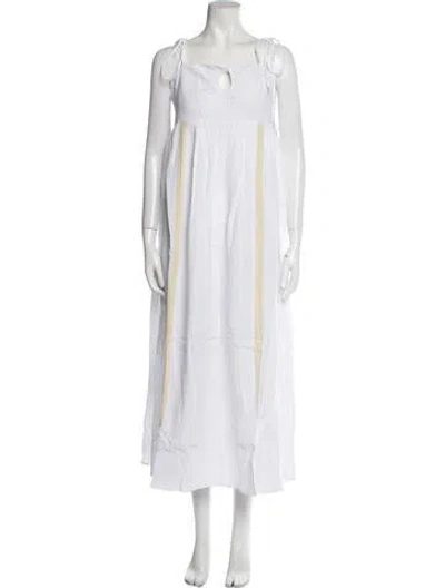 Pre-owned Emilia George Square Neckline Long Dress W/ Tags In White