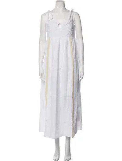 Pre-owned Emilia George Square Neckline Long Dress W/ Tags In White