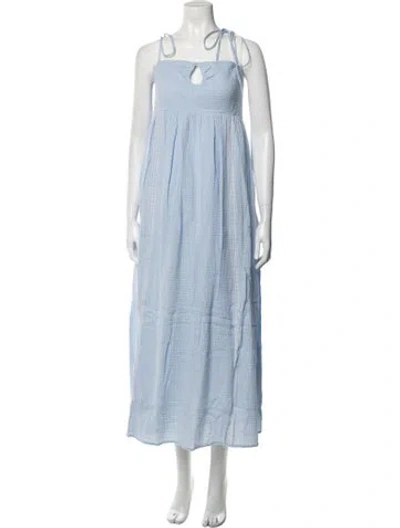 Pre-owned Emilia George Square Neckline Midi Length Dress W/ Tags In Blue