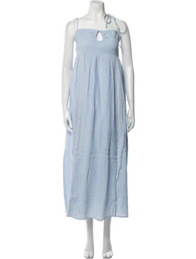 Pre-owned Emilia George Square Neckline Midi Length Dress W/ Tags In Blue