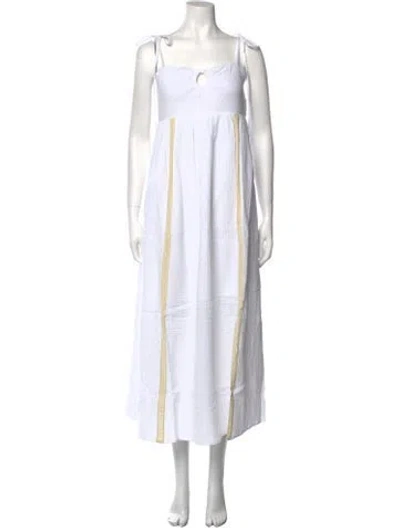 Pre-owned Emilia George Square Neckline Midi Length Dress W/ Tags In White