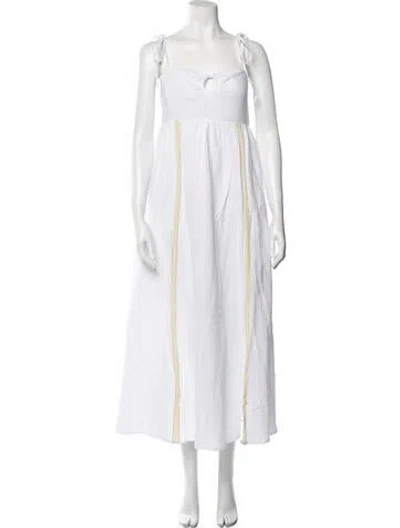 Pre-owned Emilia George Square Neckline Midi Length Dress W/ Tags In White
