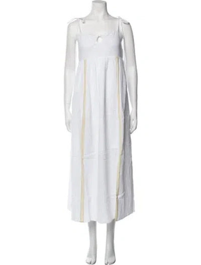 Pre-owned Emilia George Square Neckline Midi Length Dress W/ Tags In White
