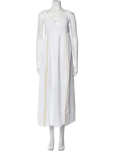 Pre-owned Emilia George Square Neckline Midi Length Dress W/ Tags In White