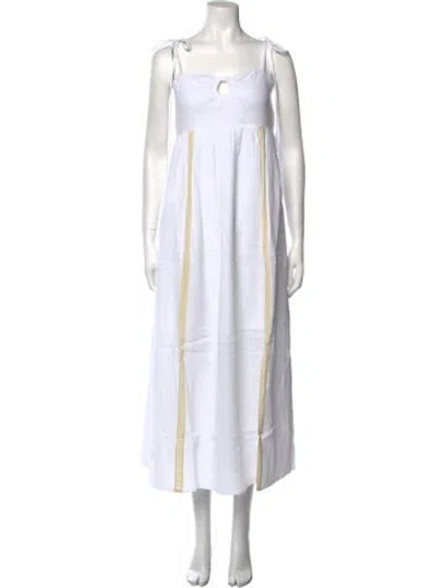 Pre-owned Emilia George Square Neckline Midi Length Dress W/ Tags In White
