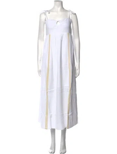 Pre-owned Emilia George Square Neckline Midi Length Dress W/ Tags In White