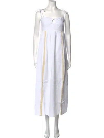 Pre-owned Emilia George Square Neckline Midi Length Dress W/ Tags In White