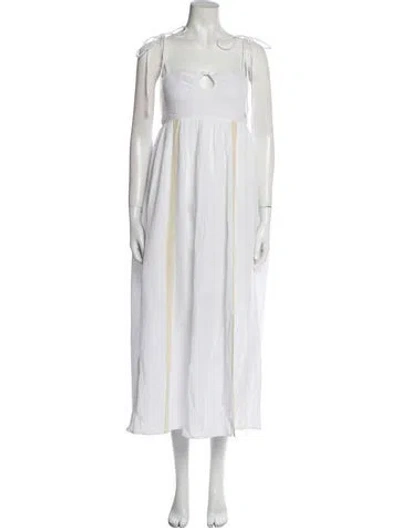 Pre-owned Emilia George Square Neckline Midi Length Dress W/ Tags In White
