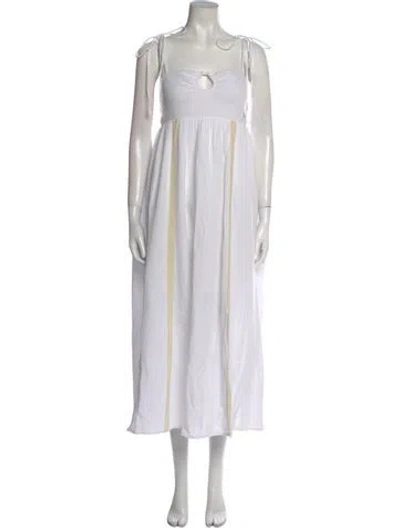 Pre-owned Emilia George Square Neckline Midi Length Dress W/ Tags In White