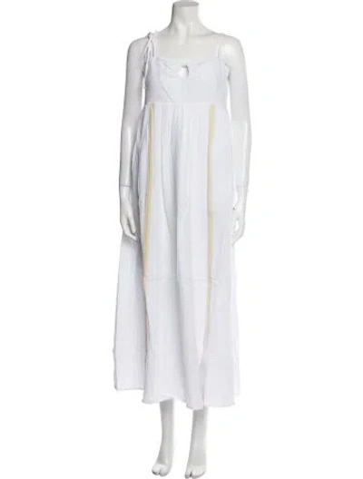 Pre-owned Emilia George Square Neckline Midi Length Dress W/ Tags In White