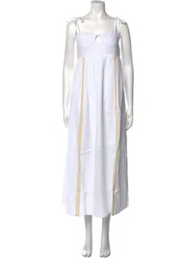 Pre-owned Emilia George Square Neckline Midi Length Dress W/ Tags In White