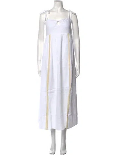 Pre-owned Emilia George Square Neckline Midi Length Dress W/ Tags In White