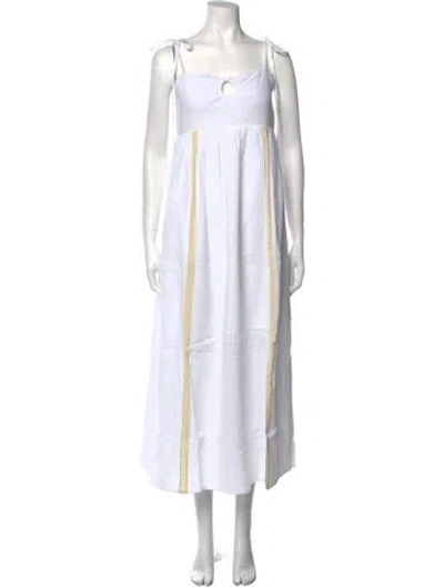 Pre-owned Emilia George Square Neckline Midi Length Dress W/ Tags In White