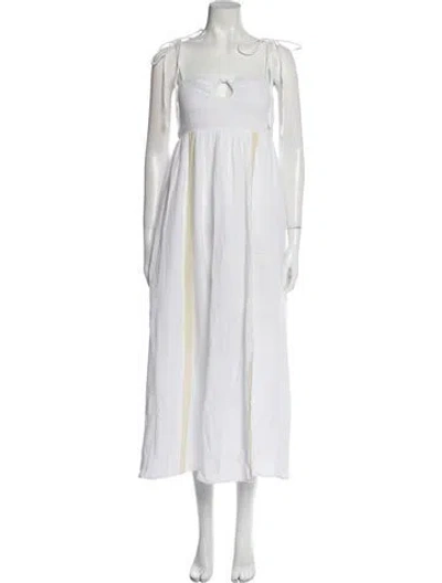 Pre-owned Emilia George Square Neckline Midi Length Dress In White