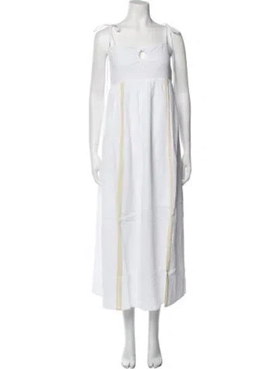 Pre-owned Emilia George Square Neckline Midi Length Dress In White